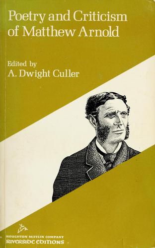 Matthew Arnold: Poetry and criticism of Matthew Arnold (1961, Houghton MIfflin)