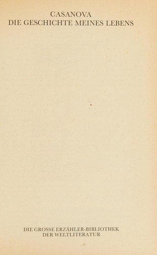 Giacomo Casanova: Die Geschichte meines Lebens (German language, 1984, Harenberg)
