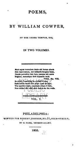 William Cowper, John Newton: Poems (1803, R. Johnson)