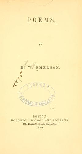 Ralph Waldo Emerson: Poems. (1879, Houghton, Osgood and Company)
