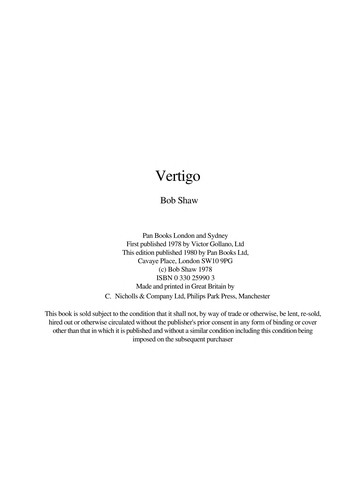 Bob Shaw: Vertigo (1978, Gollancz)