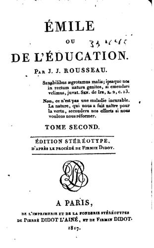 Jean-Jacques Rousseau: Émile: ou, De l'éducation (1817, Impr. de P. Didot l'aîné , et de F. Didot)