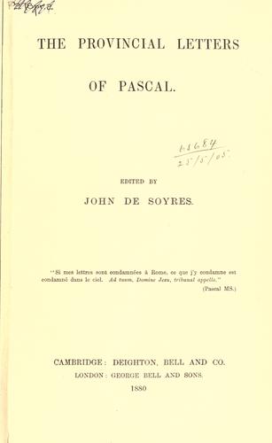 Blaise Pascal: The provincial letters (1880, Deighton, Bell)
