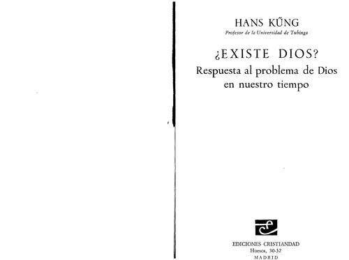 Hans Küng: ¿Existe Dios? (Spanish language, 1980, Cristiandad)