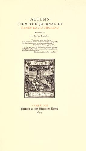 Henry David Thoreau: The writings of Henry David Thoreau (1894, Printed at the Riverside Press)