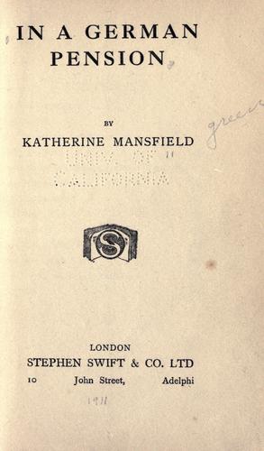 Katherine Mansfield: In a German pension (1911, Swift)