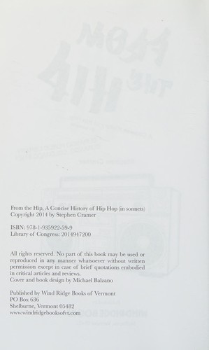 Stephen Cramer: From the Hip (2014, Wind Ridge Books, Wind Ridge Books of Vermont)