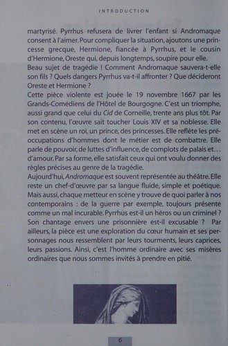 Jean Racine: Andromaque (French language, 2000, Hachette Education)