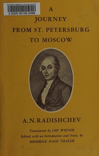 Aleksandr Nikolaevich Radishchev: A Journey from Saint Petersburg to Moscow (Hardcover, 1969, Harvard University Press)