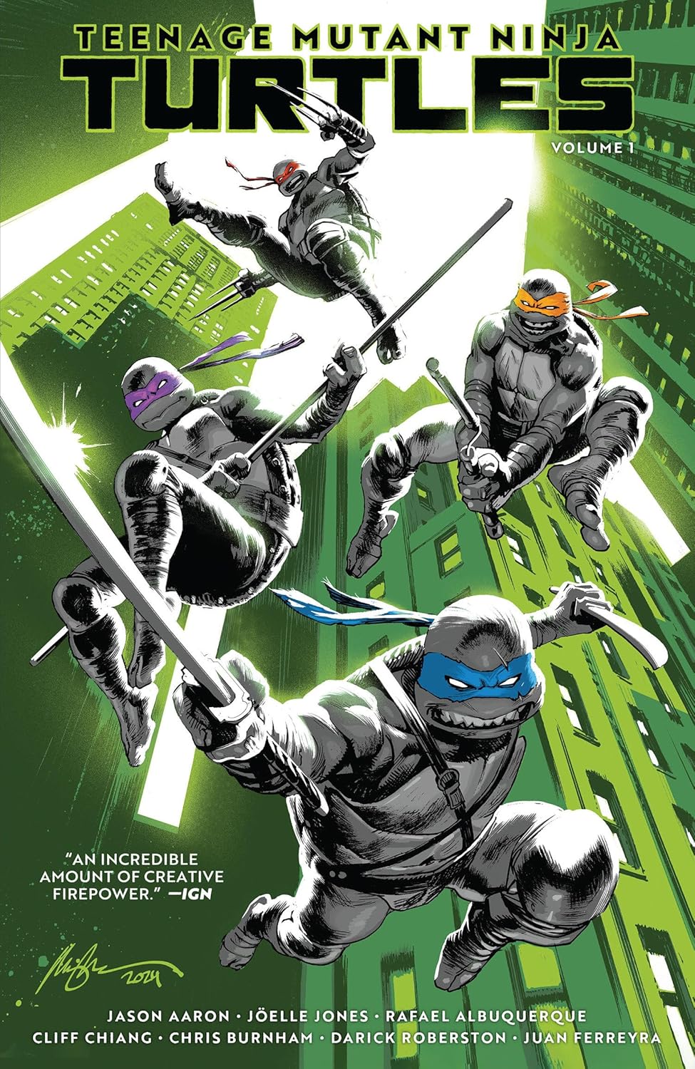 Darick Robertson, Cliff Chiang, Rafael Albuquerque, Joëlle Jones, Jason Aaron: Teenage Mutant Ninja Turtles, Vol. 1 (GraphicNovel, 2025, Idea & Design Works, LLC)