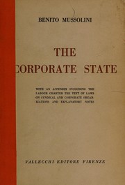 Benito Mussolini: The corporate state. (1936, Vallecchi)