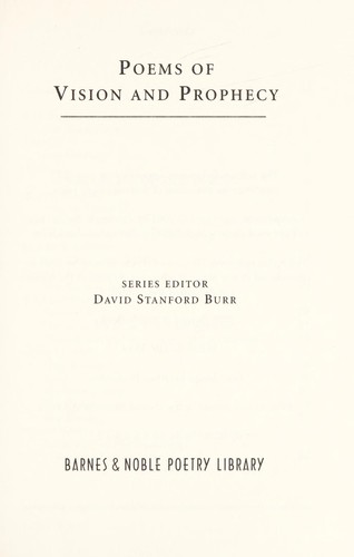 Poems of Vision and Prophecy (Barnes & Noble Poetry Library) (Hardcover, 2002, Barnes & Noble)