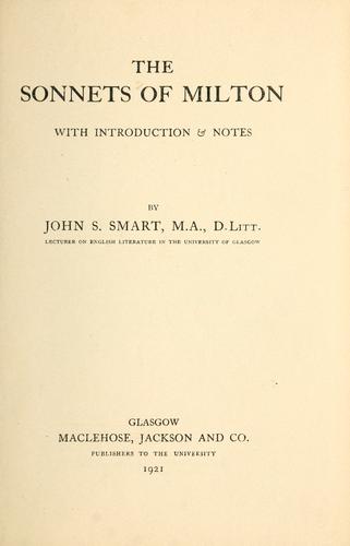 John Milton: Sonnets. (1921, Maclehose, Jackson)