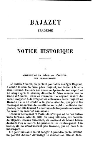 Jean Racine: Bajazet (French language, 1904, Garnier frères)