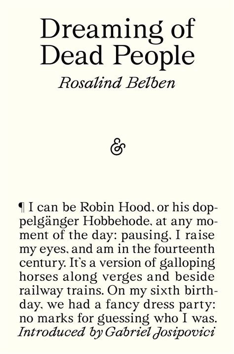 Gabriel Josipovici, Rosalind Belben: Dreaming of Dead People (2025, And Other Stories)