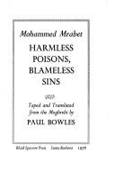 Mohammed Mrabet: Harmless poisons, blameless sins (1976, Black Sparrow Press)