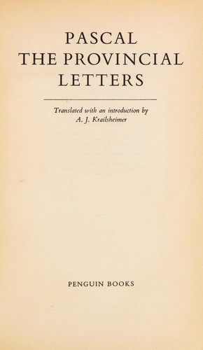 Blaise Pascal: The Provincial Letters (Penguin Classics)