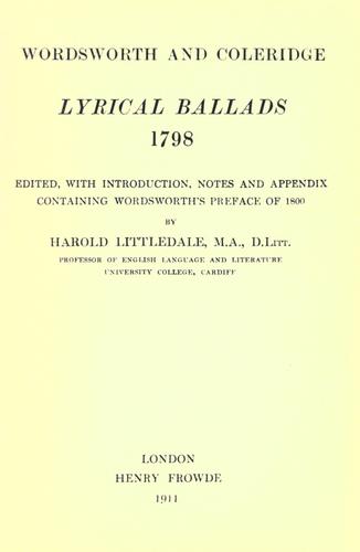William Wordsworth: Lyrical ballads, 1798 (1911, H. Frowde)