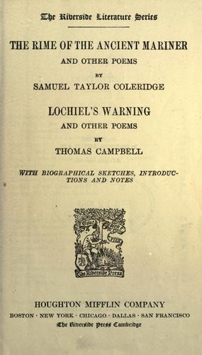 Samuel Taylor Coleridge: The rime of the ancient mariner, and other poems. (1895, Houghton, Mifflin Co.)