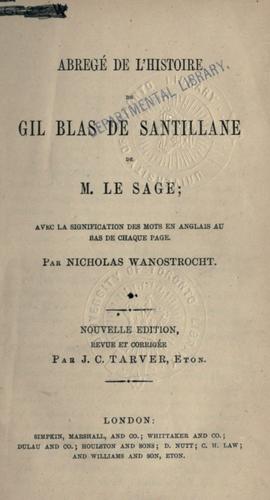 Alain René Le Sage: Abrégé de L'histoire de Gil Blas de Santillane. (French language, 1800, Simpkin, Marshall)