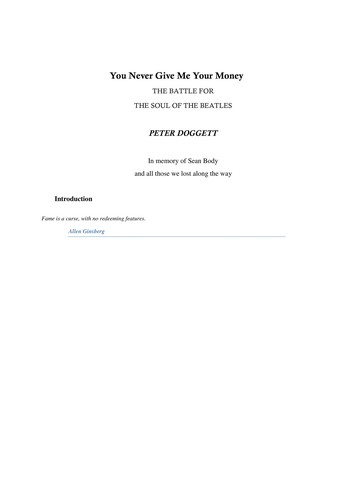 Peter Doggett: You never give me your money (2010, HarperStudio)