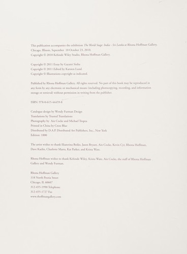 Paul Miller, Kehinde Wiley, Gayatri Sinha: Kehinde Wiley (2012, Hoffman Gallery, Rhona, Rhona Hoffman Gallery)