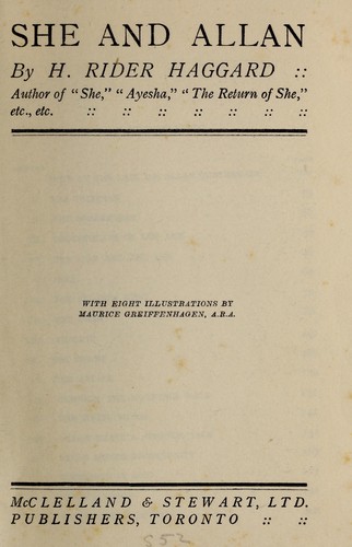 Henry Rider Haggard: She and Allan (1923, McClelland & Stewart)