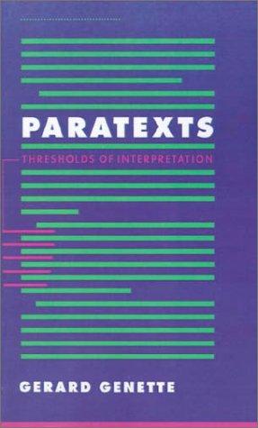 Gérard Genette: Paratexts (Hardcover, 1997, Cambridge University Press)