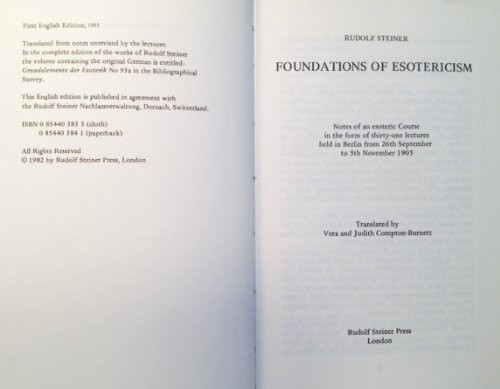Rudolf Steiner: Foundations of Esotericism (Hardcover, Rudolf Steiner Press, Rudolf Steiner Pr, Steiner Press, Rudolf)