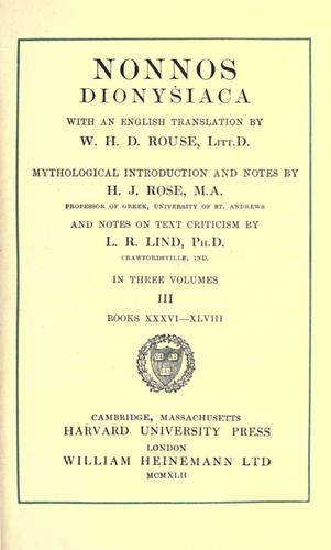 Nonnus of Panopolis: Dionysiaca (1940, Harvard University Press)