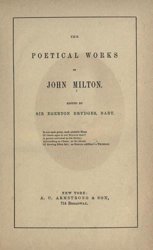 John Milton: The poetical works of John Milton. (1840, A.C. Armstrong & son)