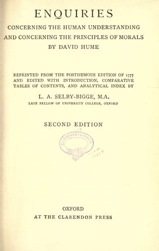 David Hume: Enquiries concerning the human understanding (1902, Clarendon Press)