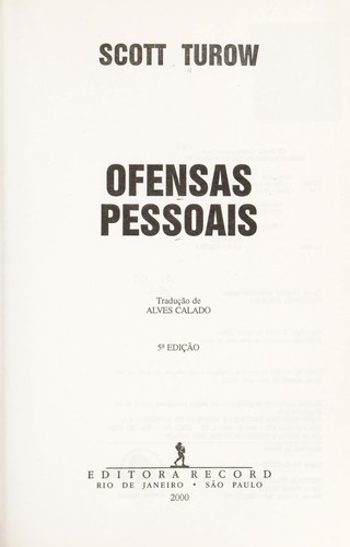 Scott Turow: Ofensas Pessoais (Portuguese language, 2000, Record)