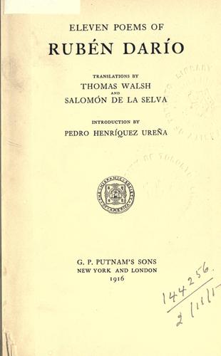 Rubén Darío: Eleven poems (1916, Putnam)