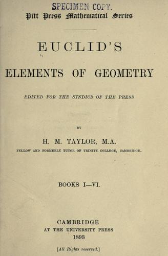 Euclid: Euclids elements of geometry (1893, at the University Press)