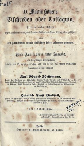 Martin Luther: Tischreden (German language, 1844, Berlin)