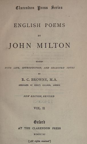John Milton: English poems. (1891, Clarendon Press)