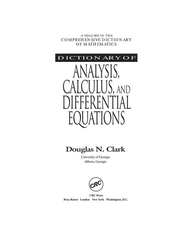 Stan Gibilisco, Douglas N. Clark: Dictionary of analysis, calculus, and differential equations (2000, CRC Press)