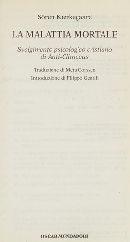Søren Kierkegaard: La malattia mortale (Italian language, 1998, Mondadori)