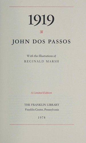 John Dos Passos: 1919 (1978, Franklin Library)