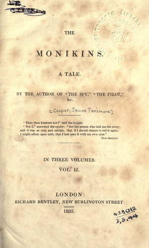 James Fenimore Cooper: The Monikins, a tale (1835, R. Bentley)