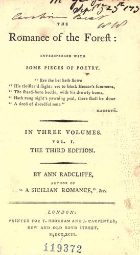 Ann Radcliffe: The romance of the forest (1792, Printed for T. Hookham and J. Carpenter ...)