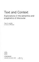 Teun A. van Dijk: Text and context (1980, Longman, Addison-Wesley Longman Ltd)