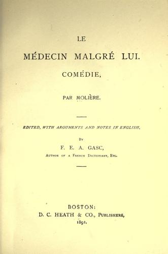 Molière: Le médecin malgré lui (French language, 1891, D.C. Heath)