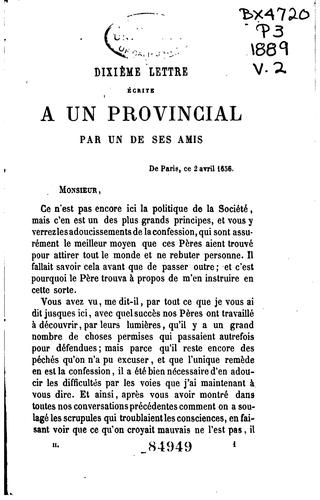 Blaise Pascal, Ernest Havet: Les provinciales de Pascal (French language, 1889, Delagrave)