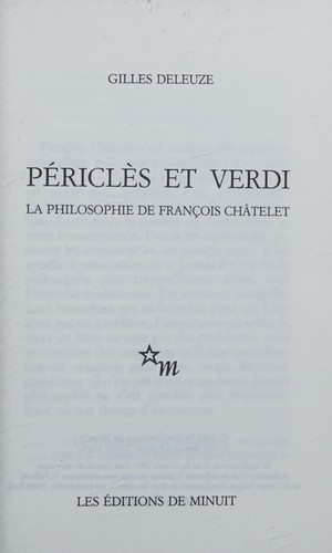 Gilles Deleuze: Périclès et Verdi (Paperback, French language, 1996, Minuit)