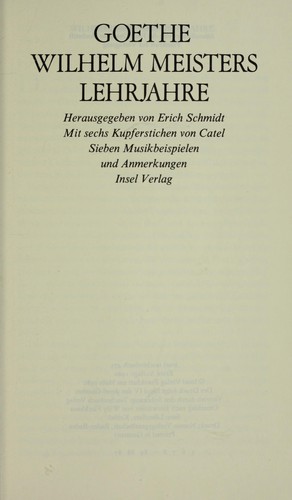 Johann Wolfgang von Goethe: Wilhelm Meisters Lehrjahre (German language, 1982, Insel)