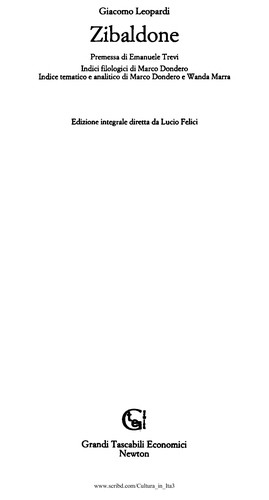 Giacomo Leopardi: Zibaldone (Italian language, 1997, Grandi tascabili economici Newton)