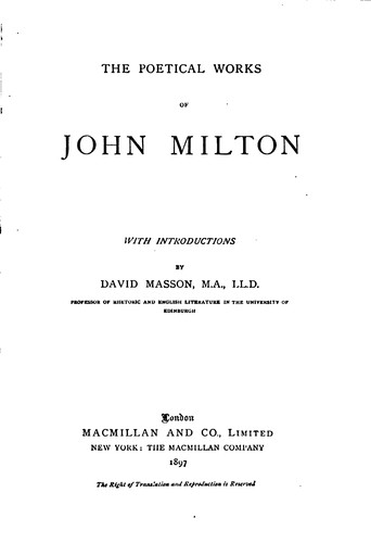 John Milton: The Poetical Works of John Milton (1897, Macmillan)
