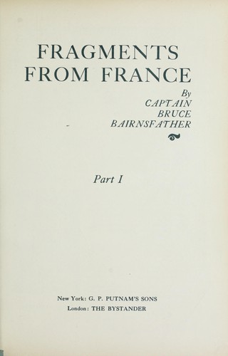 Bruce Bairnsfather: The Bystander's fragments from France (1916, The Bystander)